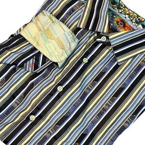 Robert Graham Shirt Men's XL Multi Color Button Up Flip Cuffs Embroidered‎